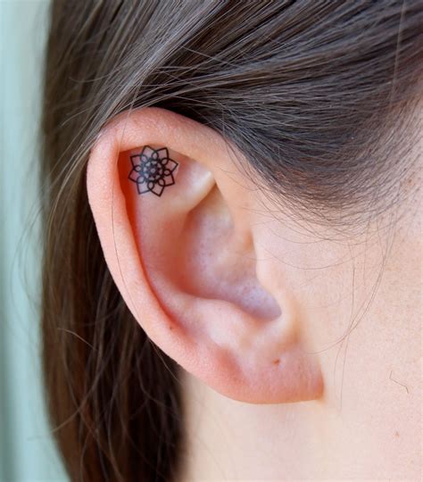 Flower Ear Tattoos Temporary By Earinkfun On Etsy Ohr Tattoo Tattoo Hals Tattoos Frauen