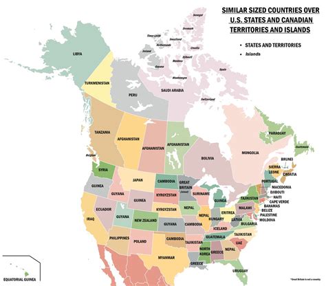 Similar Sizes Countries Over Us States And Canadian Territories