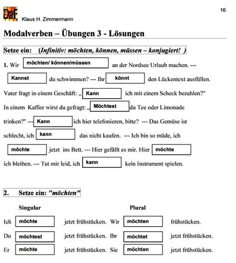 Start studying (e) modal verbs übungen ✓. Deutsch als Fremdsprache DaF DaZ Grammatik - Modalverben