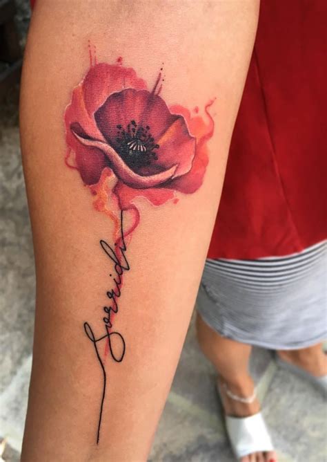 Watercolor Poppy Tattoo © Tattoo Artist Anita Olivetti 💕💐💕💐💕