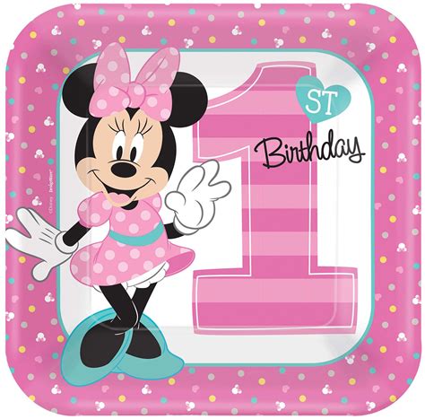 Craving more take the hassle out of meal planning with: Disney Minnie Mouse 1st Birthday Dinner Plates - PartyBell.com