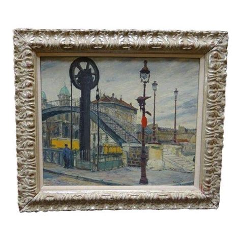1960s Vintage Mentor Huebner Quai De La Marne Paris Oil On Canvas