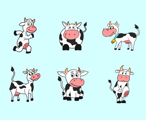 Funny Cartoon Cow Vector Pack Vector Art And Graphics