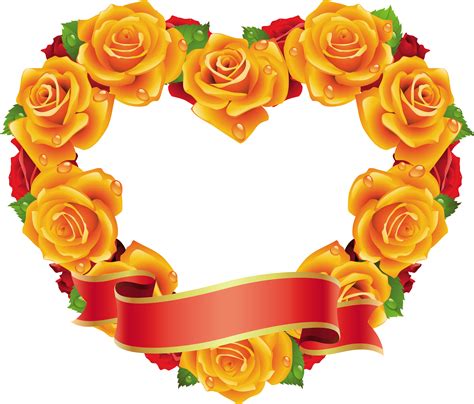 Yellow And Red Roses Heart Transparent Frame Gallery Yopriceville