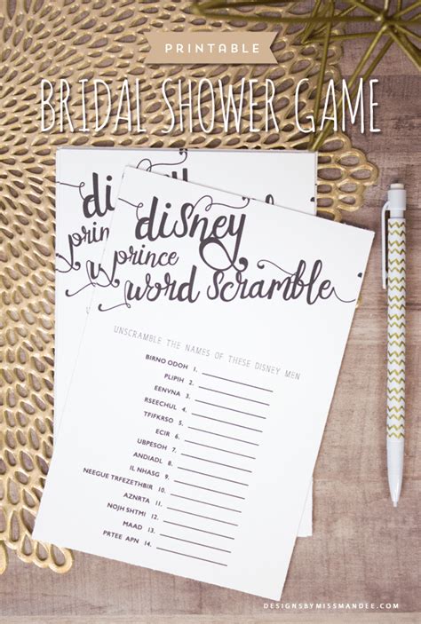 Disney Prince Word Scramble Designs By Miss Mandee