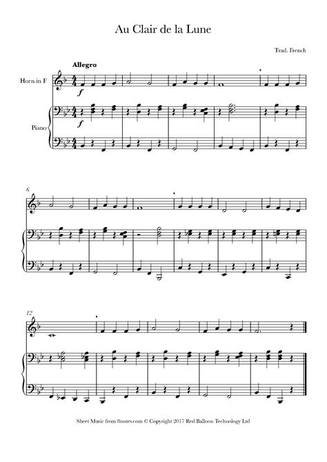 Free French Horn Sheet Music Lessons And Resources
