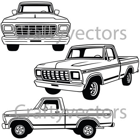 Ford F100 1978 Vector Etsy Ford 79 1965 Ford F100 Ford F150 Xl