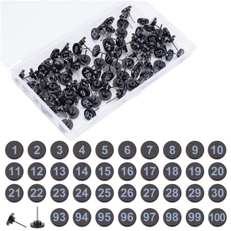 Buy Nbeads 100 Pcs Numbered Push Pin Tacks Number Thumb Tacks Black