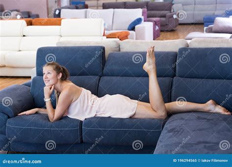 Woman Lying And Relaxation On Sofa Stock Image Image Of Lying Person 196294565