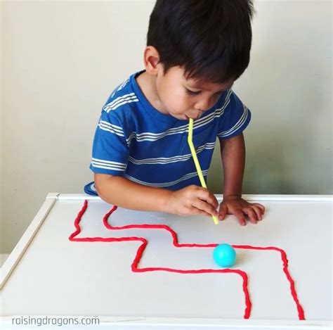 Ping Pong Playdough Straw Maze Ages 2 ⋆ Raising Dragons