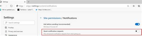 How To Enable Quiet Notification Requests In Microsoft Edge Chromium