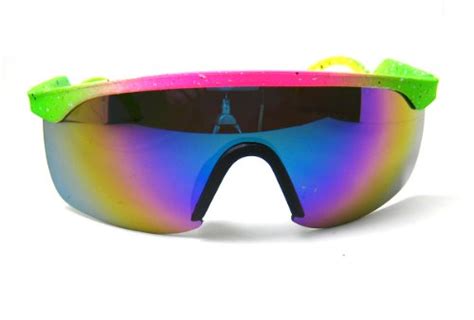 80 s vintage neon splattered wrap sunglasses for cheap
