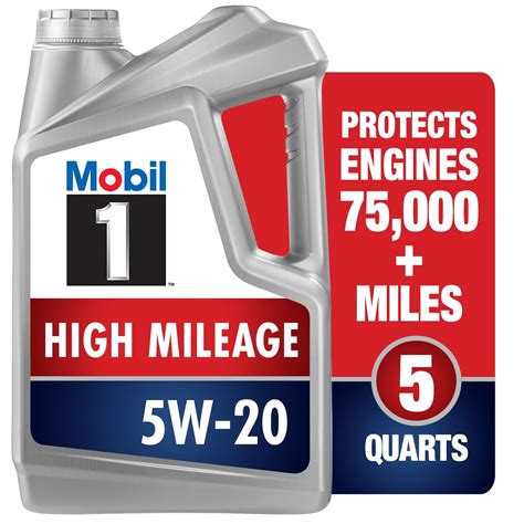 Mobil 1 High Mileage Full Synthetic Motor Oil 5w 20 5 Qt