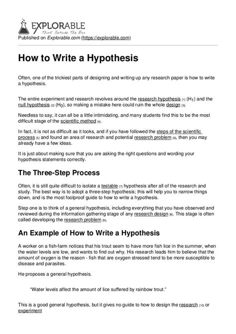 write  hypothesis