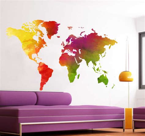 Autocolante Decorativo Mapa Mundo Multi Colorido TenStickers