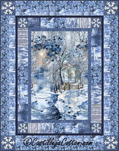 Easy Lap And Throw Quilt Pattern For Winter Scenic Snow Fall Quilt