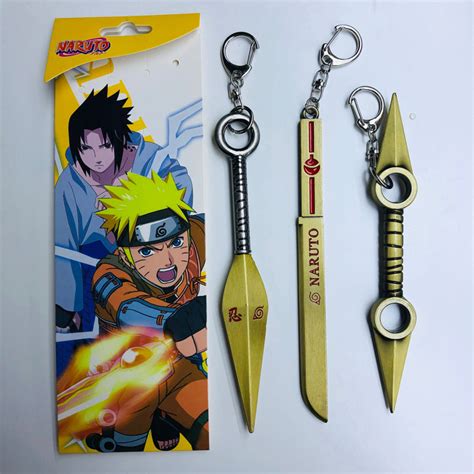 Naruto Keychain Set Anime Metal Key Chain Weapon Kunai Keyring China