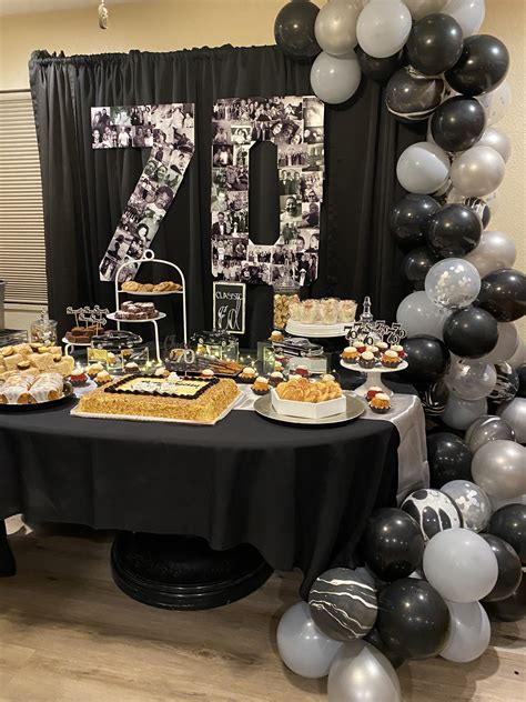 Black & Silver birthday party in 2021 | Birthday party tables, 50th