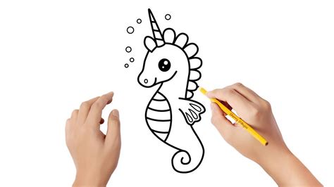 Cómo Dibujar Un Caballito De Mar Unicornio Dibujos Sencillos Youtube