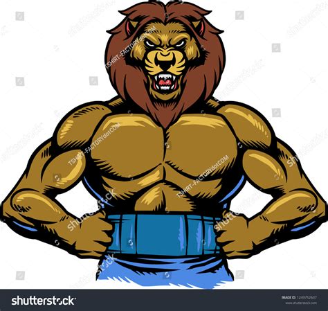 Illustration Shows Muscular Lion His Body Stock Vector Royalty Free