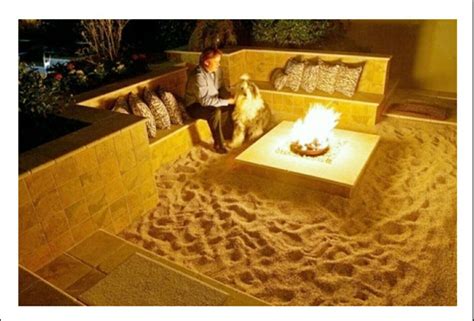 Backyard Sandfire Pit With Built In Seating Beach Fire Pit Fire Pit