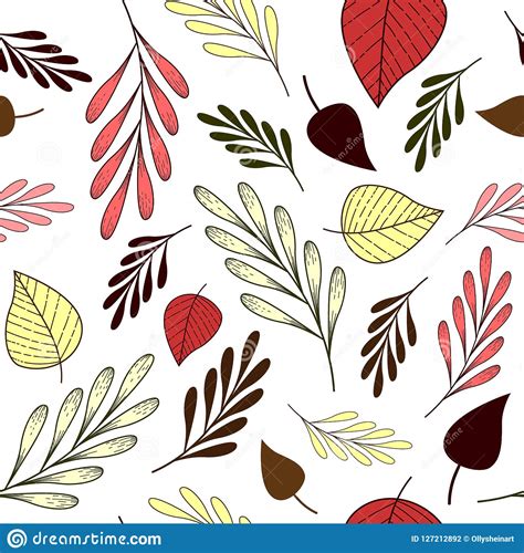 Seamless Pattern With Autumn Leaves Stock Vector Illustration Of