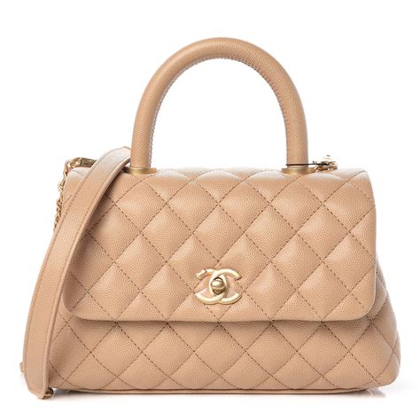 Chanel Caviar Quilted Mini Coco Handle Flap Beige 437559