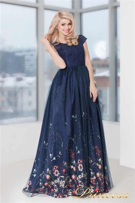 Купить вечернее платье 5560 синего цвета по цене 10000 руб в Москве в