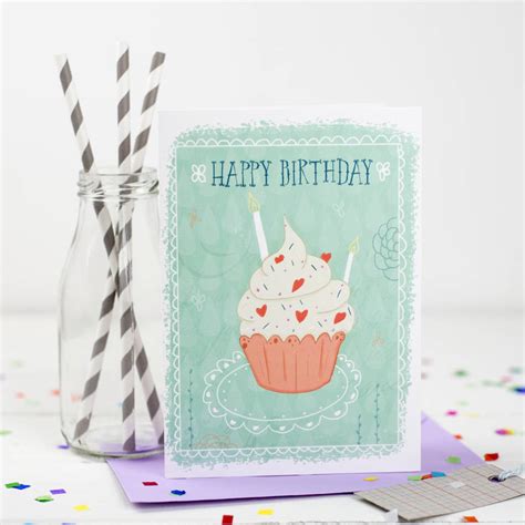 Happy Birthday Cupcake Card By Louise Wright Design