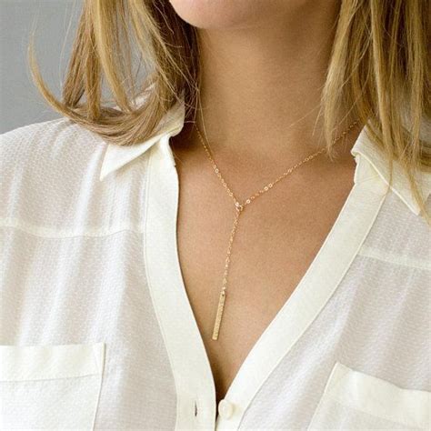 Dainty Lariat Necklace Gold Lariat Gold Y Necklace Gold Etsy Gold