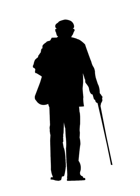 Silhouette Illustration Lonely Old Man Back Png Download 10001400