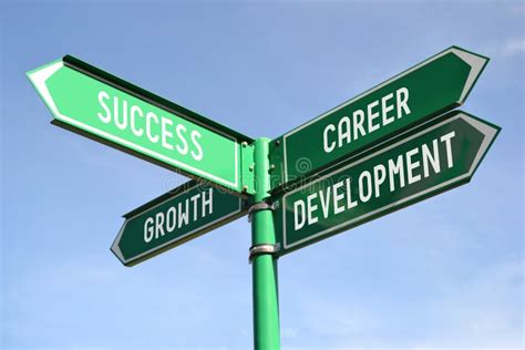 Success Growth Career Development Green Signpost With For Arrows