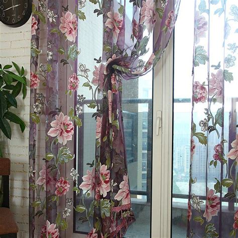 Edal Durable Floral Tulle Voile Voile Curtain Sheer Panel