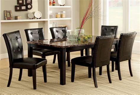 Furniture Of America Benning Heights 7 Piece Faux Marble Dining Set