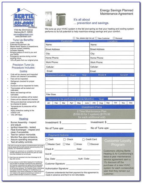 Digital fillable pdf time and materials work order invoice for servicing up to 4 units. Hvac Service Contract Forms