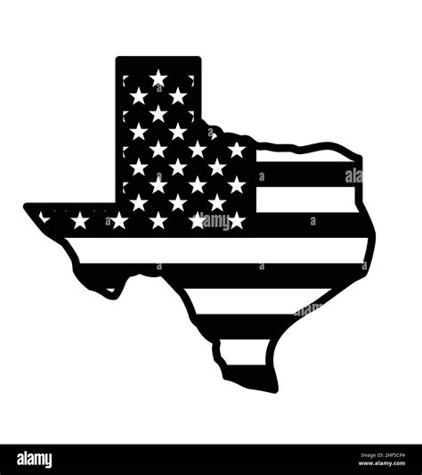 Texas Tx State Map With Usa American Flag Black And White Vector