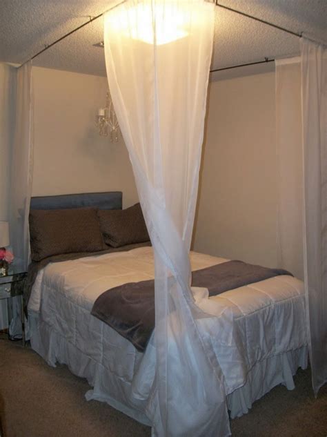 That way, you can pull them open and closed around your bed to control light and sound. Ideas for DIY Canopy Bed Frame and Curtains ~ Curtains Design