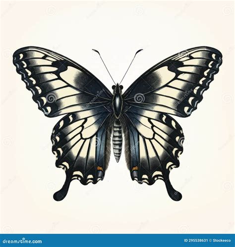 Vintage Gothic Illustration Of A Black Swallowtail Butterfly