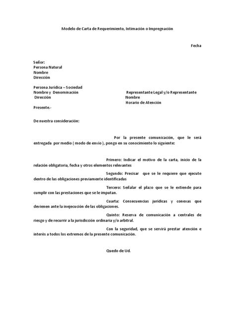 Modelo De Carta De Requerimiento Pdf