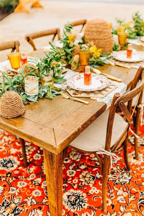 Colorful Orange And Yellow Wedding Reception With Rustic Decor And An