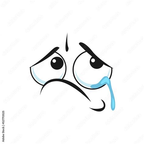 cartoon crying face with tears dripping from eyes upset emoji vector dissatisfied facial