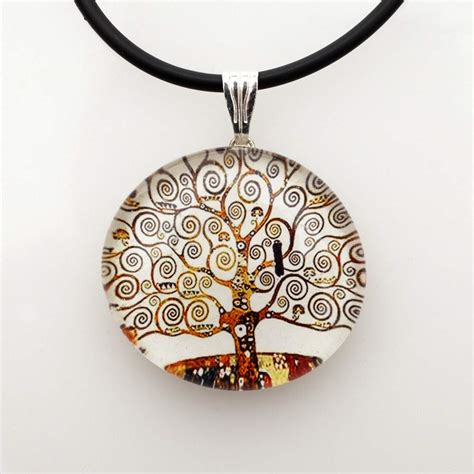 Jewish Jewelry Round Tree Of Life Pendant Silver Glass