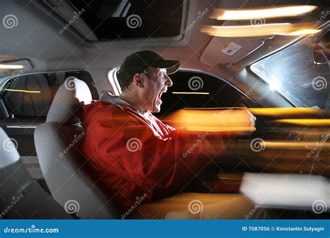 Man Driving Car Stock Photo Image Of Interior Lights 7087056