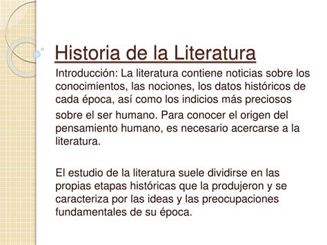 Ppt Historia De La Literatura Powerpoint Presentation Free Download