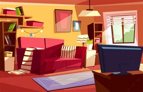 Living Room Interior Vector Cartoon Illustration By Vectorpouch
