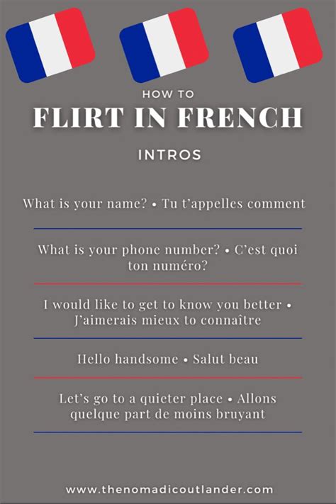 How to Flirt in French like a Loc | Basic french words, Useful french ...