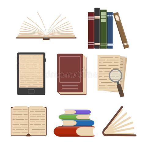 Flat Book Icons Library Books Open Dictionary Page And Encyclopedia