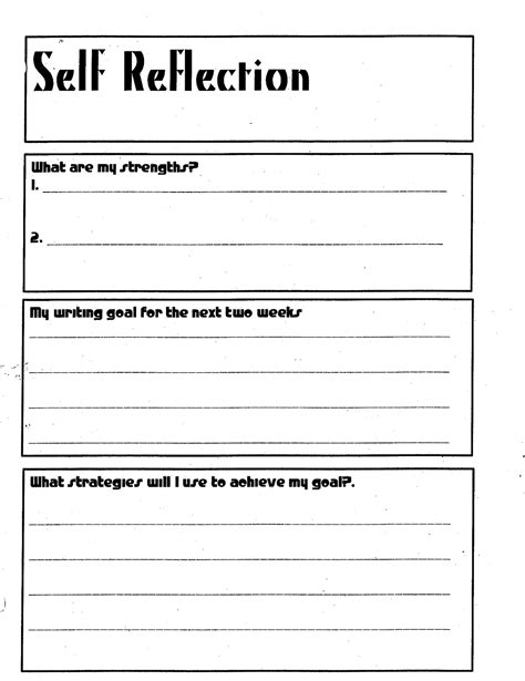 Self Reflection Worksheet