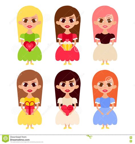 Beautiful Girls Cartoon Characters In Princess Dresses