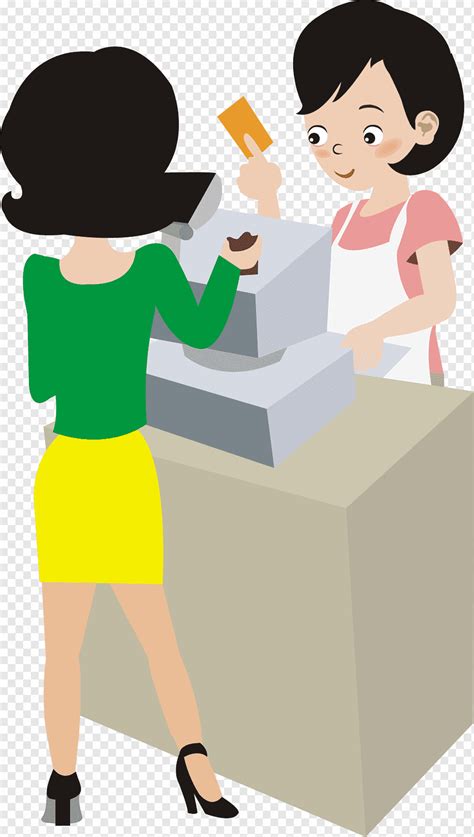 Woman Paying To Lady Illustration Payment Credit Card Online Shopping